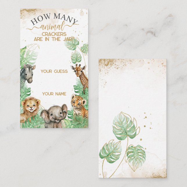 Safari-Tiere Tropical Baby Shockers-Spiel Begleitkarte (Vorne/Hinten)