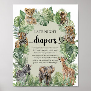 Safari-Tiere Tropical Late Night Diapers-Spiel Poster