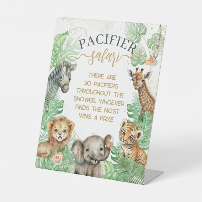 Safari-Tiere Tropische Dusche Schnuller Jagdwild Sockelschild (Vorderseite)