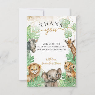 Safari-Tiere Tropische Vegetation Kinderdusche Dankeskarte