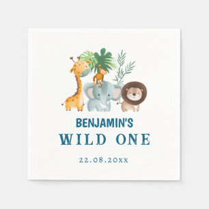 Safari-Tiere Tropischer Dschungel Wild One Geburts Serviette
