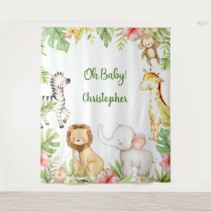 Safari-Tiere tropischer Hintergrund für Babyparty Wandteppich