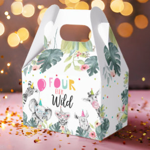 Safari Tiere Vier Wild Geburtstags Pink Girl Geschenkschachtel