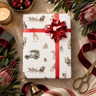 Safari-Tiere Weihnachtspapier Geschenkpapier
