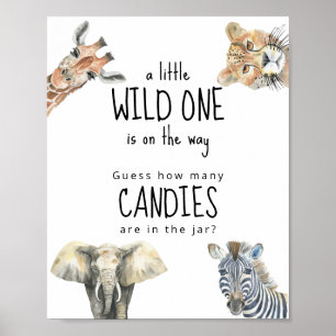 Safari-Tiere - Wie viele Bonbons sind im Glas? Poster