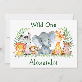 Safari-Tiere Wild 1. Geburtstag Einladung