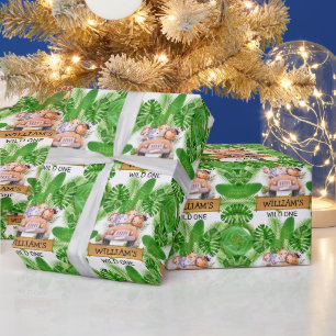 Safari-Tiere Wild One Geburtstag Geschenkpapier
