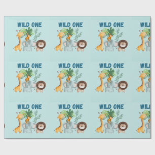 Safari-Tiere Wild One Geburtstag Geschenkpapier