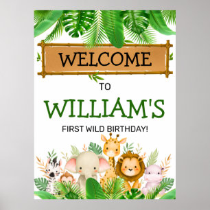 Safari-Tiere Wild One Geburtstag Poster