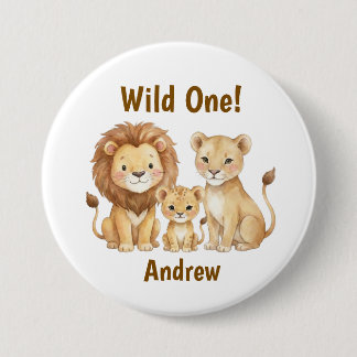 Safari-Tiere Wild One Personalisierter Name Button