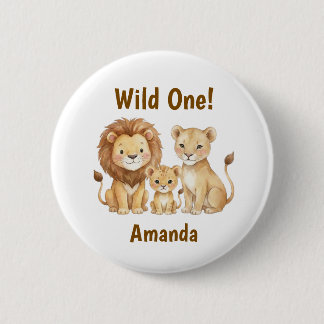 Safari-Tiere Wild One Personalisierter Name Button