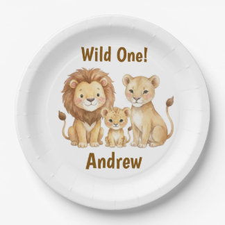 Safari-Tiere Wild One Personalisierter Name Pappteller