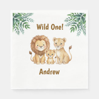 Safari-Tiere Wild One Personalisierter Name Serviette