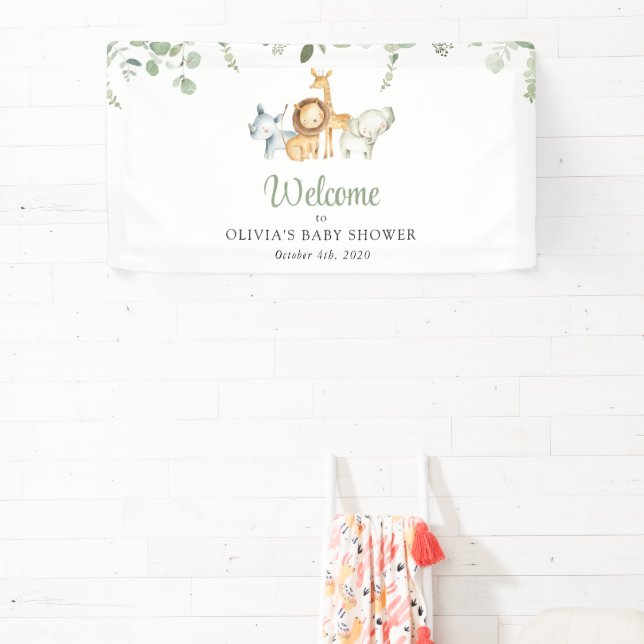 Safari-Tiere, Wildtiere, Babydusche Willkommen Banner (InSitu)