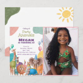 Safari-Tiere zum Geburtstag Einladung mit Foto