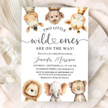 Safari-Tiere Zwillings-Baby-Party Wild One Dschung