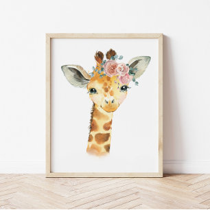 Safari-Tierkinderzimmer-Kunst, Wasserfarben-Giraff Poster
