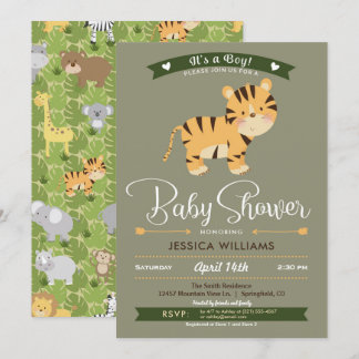 Safari Tiger Baby Shower Boy Einladung