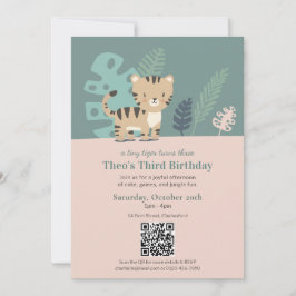 Safari-Tiger-Kindergeburtstagseinladung mit QR Einladung