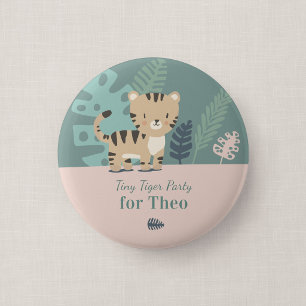 Safari-Tiger-Kindergeburtstagsgast-Button Button