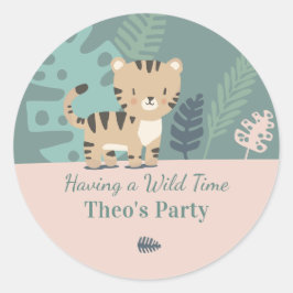Safari-Tiger-Kinderparty-Personalisierte Aufkleber