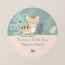 Safari-Tiger-Kinderparty-Personalisierte Aufkleber
