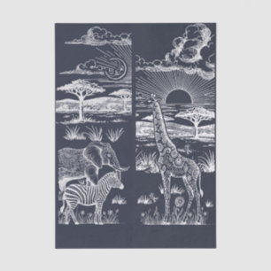 Safari Toile, Baby Wilde Abenteuer Navy Seidenpapier