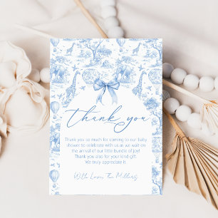 Safari Toile De Jouy Baby Dusche Danke Karte