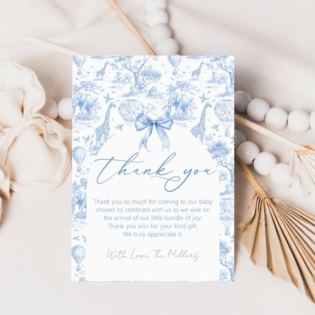 Safari Toile De Jouy Baby Dusche Danke Karte (Von Creator hochgeladen)