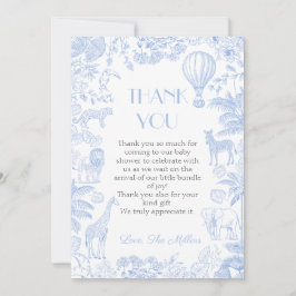 Safari Toile De Jouy Baby Dusche Danke Karte