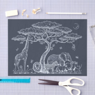 Safari Toile, Navy Baby Wilde Abenteuer Boho Seidenpapier