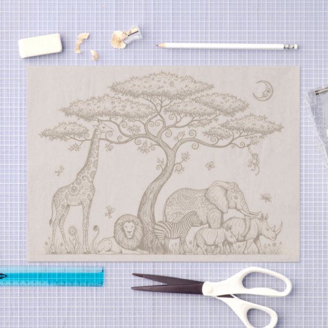 Safari Toile, Neutral Baby Wild Boho Adventure Seidenpapier (Handwerk)