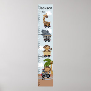 Safari Train Animals Growth Chart Behielt auf 8x44 Poster