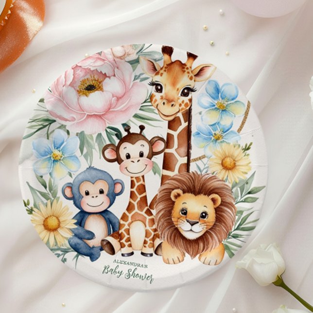 Safari Tropical Jungle Animals Baby Dusche Pappteller (Von Creator hochgeladen)