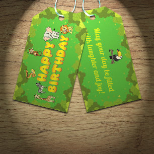 Safari Tropical Jungle Animals Niedlich Green Birt Geschenkanhänger