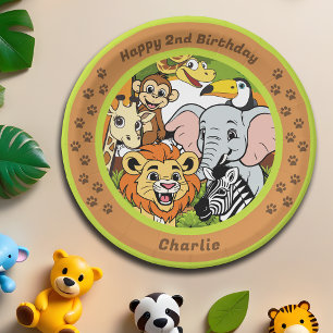 Safari Tropical Jungle Animals Niedliches Cartoon Pappteller