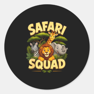 Safari-Trupp süßes Zoo-Dschungel-Tiere-Crew-Design Runder Aufkleber