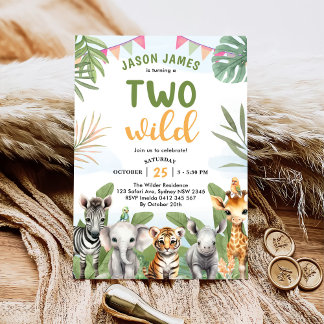Safari Two Wild 2nd Boy Birthday Einladung
