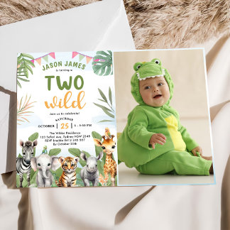 Safari Two Wild 2nd Boy Birthday Foto Einladung