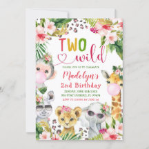 Safari Two Wild Girl 2. Geburtstag Einladung