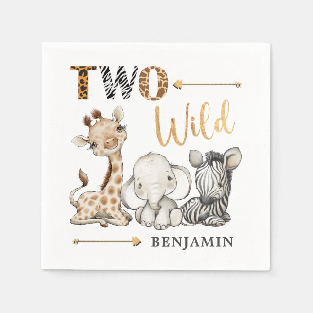 Safari Two Wild zum Geburtstag Napkins Serviette (Vorderseite)