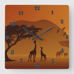 Safari-Wanduhr Quadratische Wanduhr