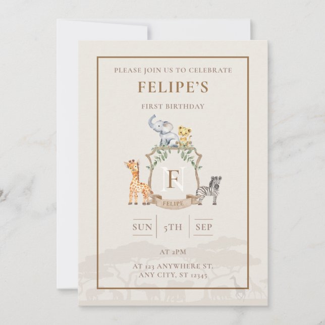 Safari-Wappen Einladung (Vorderseite)