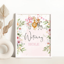 Safari Wasserloch Schild. Tropische Getränke Poster