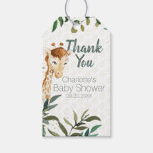 Safari Watercolor Baby Shower Fevor Tags