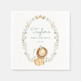 Safari Watercolor Löwe Prince Serviette