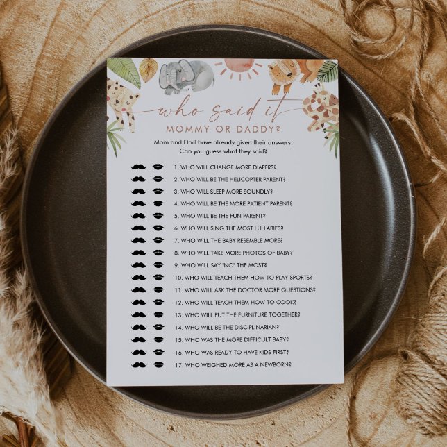 SAFARI Wer sagte, es Mommy Daddy Baby Game Card Einladung (Von Creator hochgeladen)