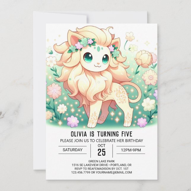 Safari Whimsical Lion Digital Geburtstag Einladung (Vorderseite)