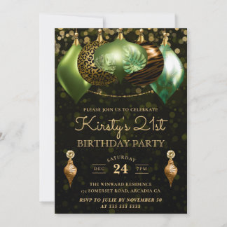 Safari Wild Animal Print Baubles 21. Geburtstag Einladung