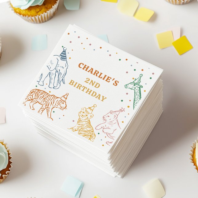 Safari Wild Animals 2nd Birthday Serviette (Von Creator hochgeladen)